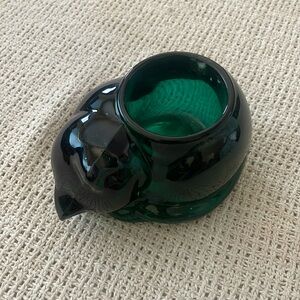 Glass tea light candle holder cat